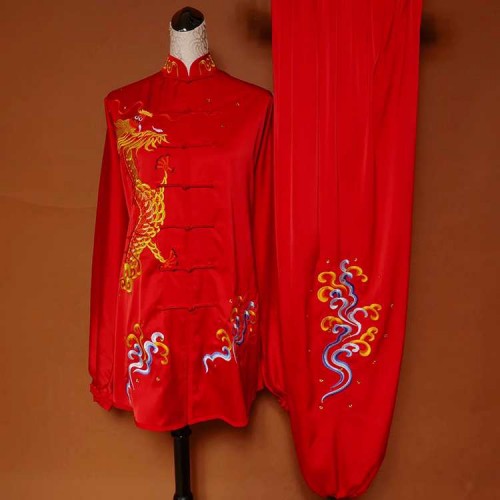 Customized size Embroidered dragon tai chi clothing Chinese kung fu uniforms for unisex tai ji quan chang quan wear compeititon wushu martial art performacne suit